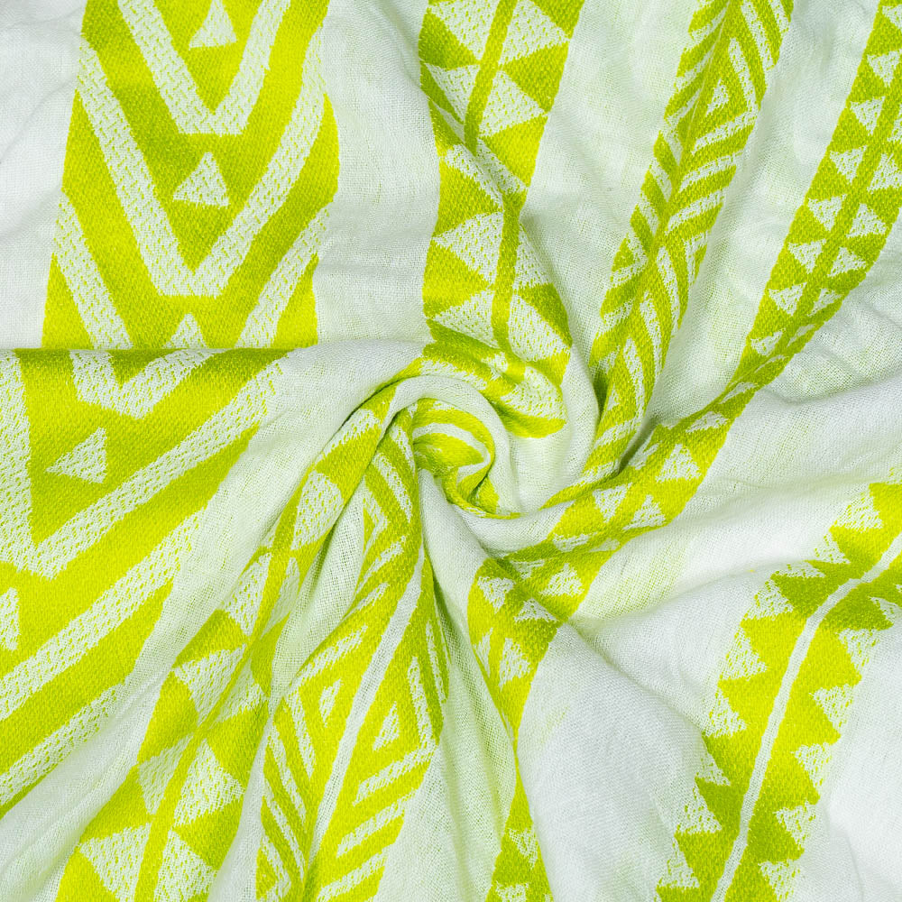 Neon Green Cotton Blend Lightweight Jacquard (Width: 54 inches or 137 cm)