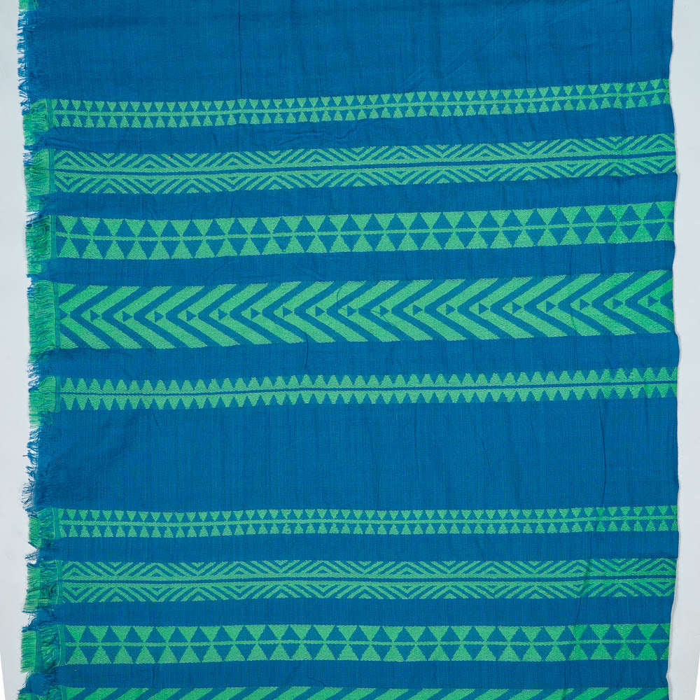 Blue & Green Cotton Blend Lightweight Jacquard (Width: 54 inches or 137 cm)