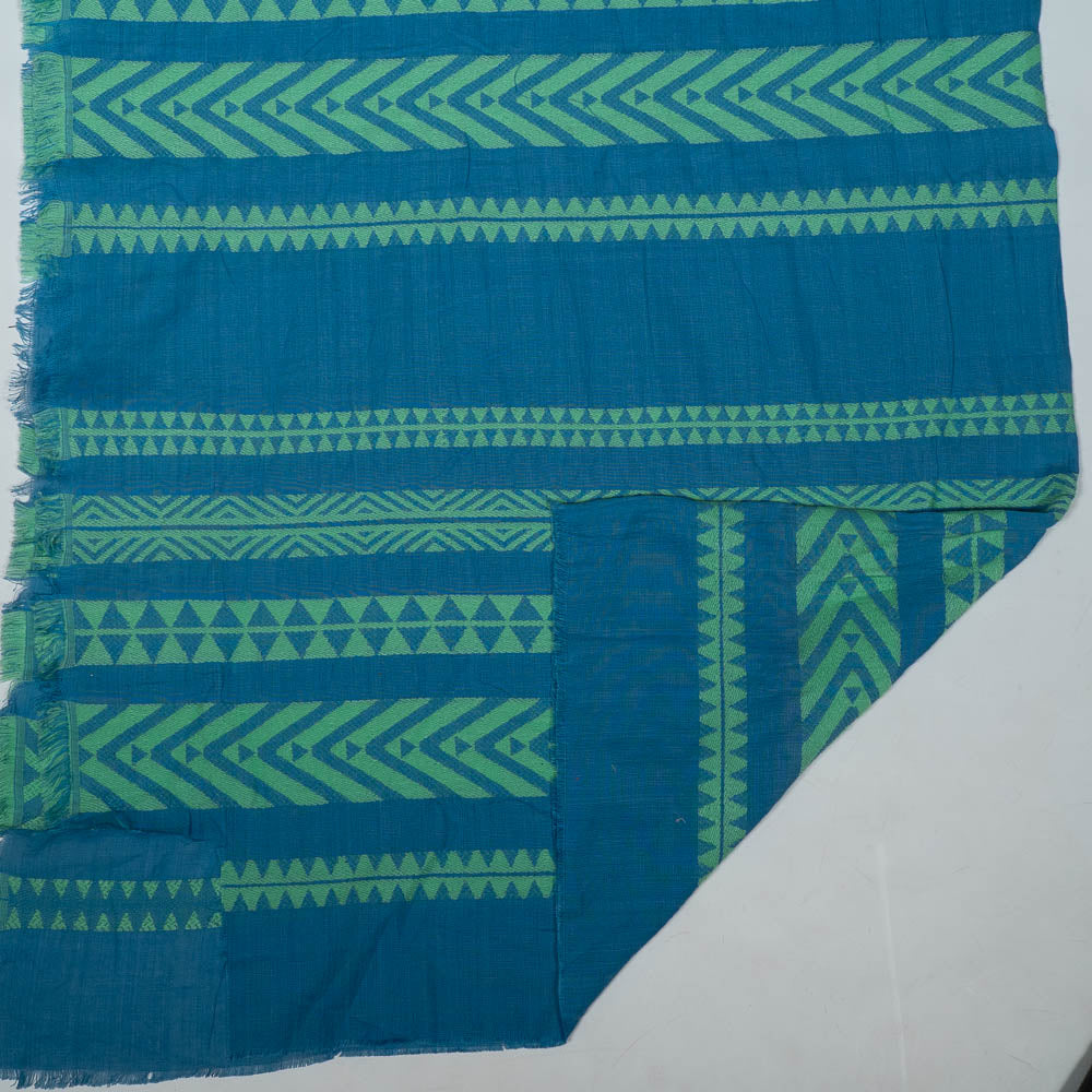 Blue & Green Cotton Blend Lightweight Jacquard (Width: 54 inches or 137 cm)