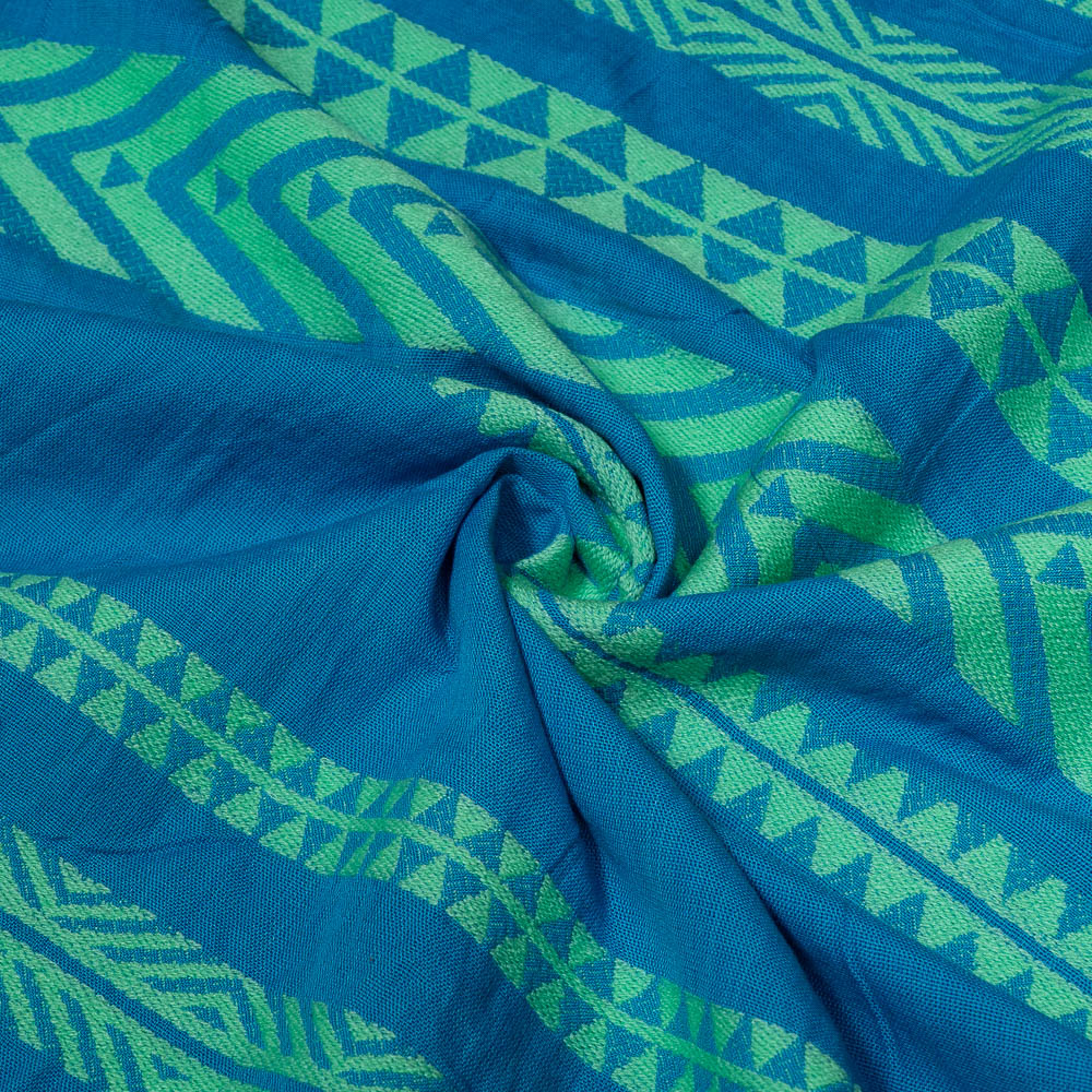 Blue & Green Cotton Blend Lightweight Jacquard (Width: 54 inches or 137 cm)