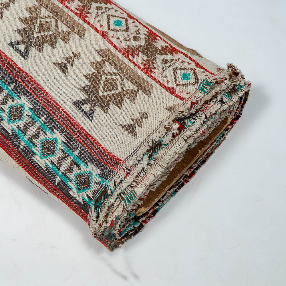 Multicolor Geometric Design Cotton Blend Jacquard (Width: 54 inches or 137 cm)