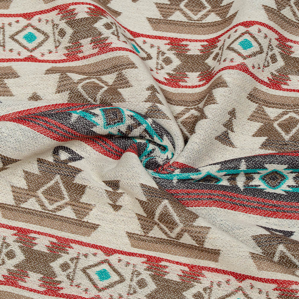 Multicolor Geometric Design Cotton Blend Jacquard (Width: 54 inches or 137 cm)