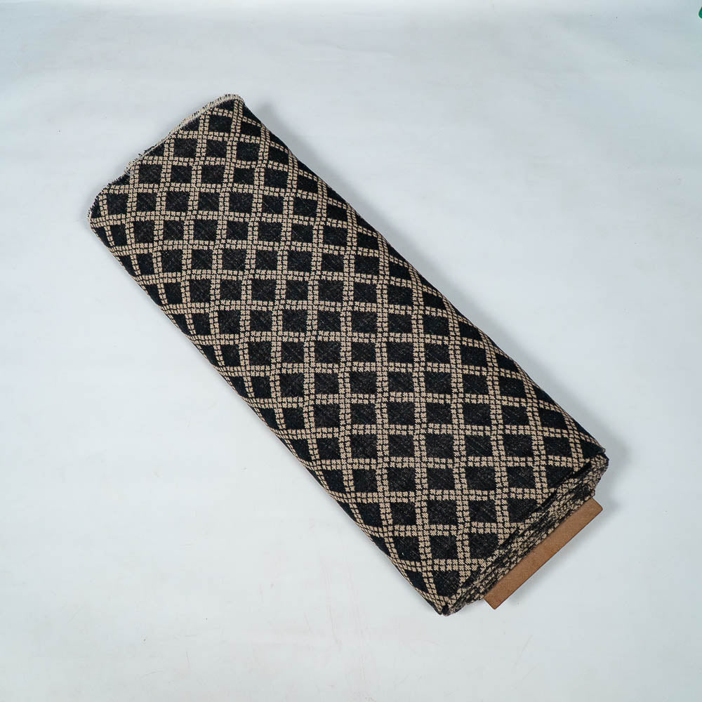 Black & Biege Cotton Blend Jacquard (Width: 54 inches or 137 cm)