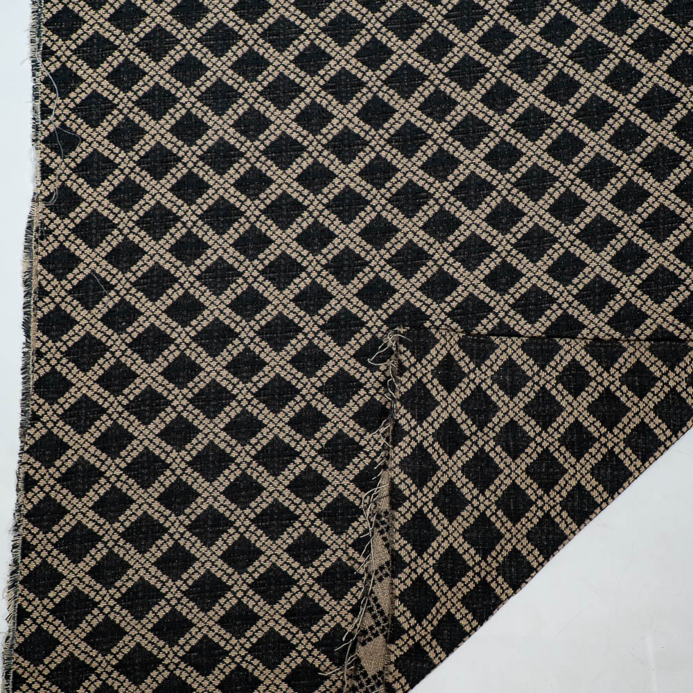 Black & Biege Cotton Blend Jacquard (Width: 54 inches or 137 cm)