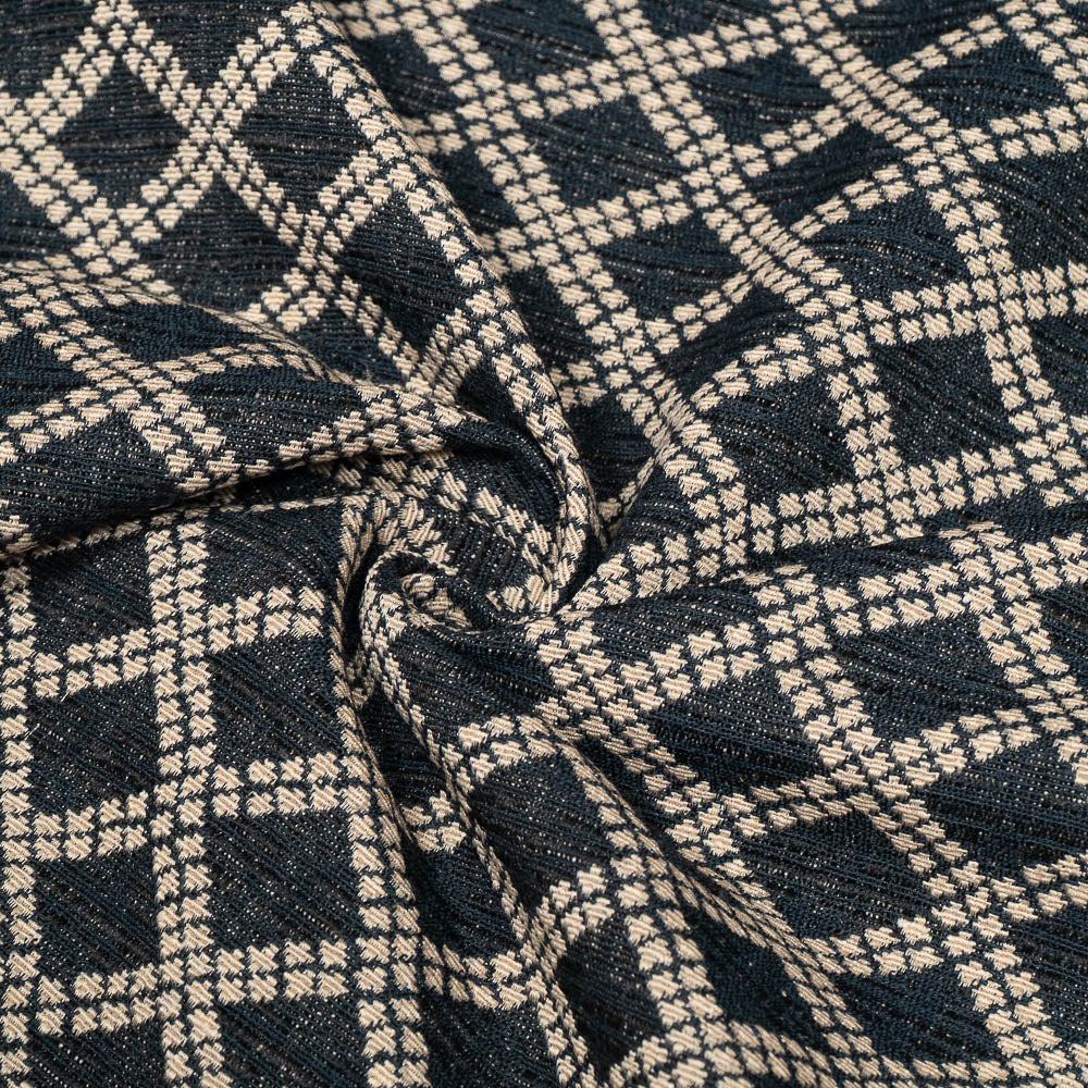Black & Biege Cotton Blend Jacquard (Width: 54 inches or 137 cm)