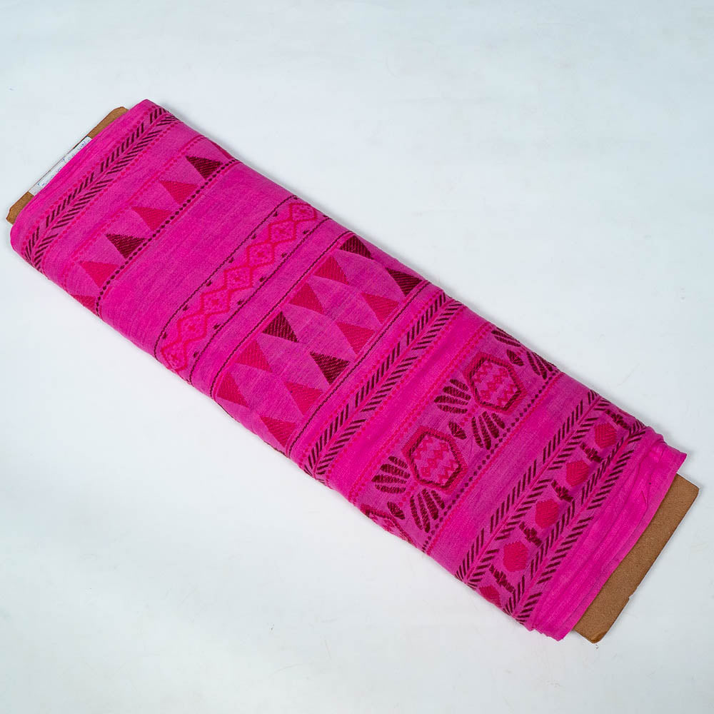 Pink color Geometric Design on Lighwieght Cotton Jacquard | SKU: JDD-471