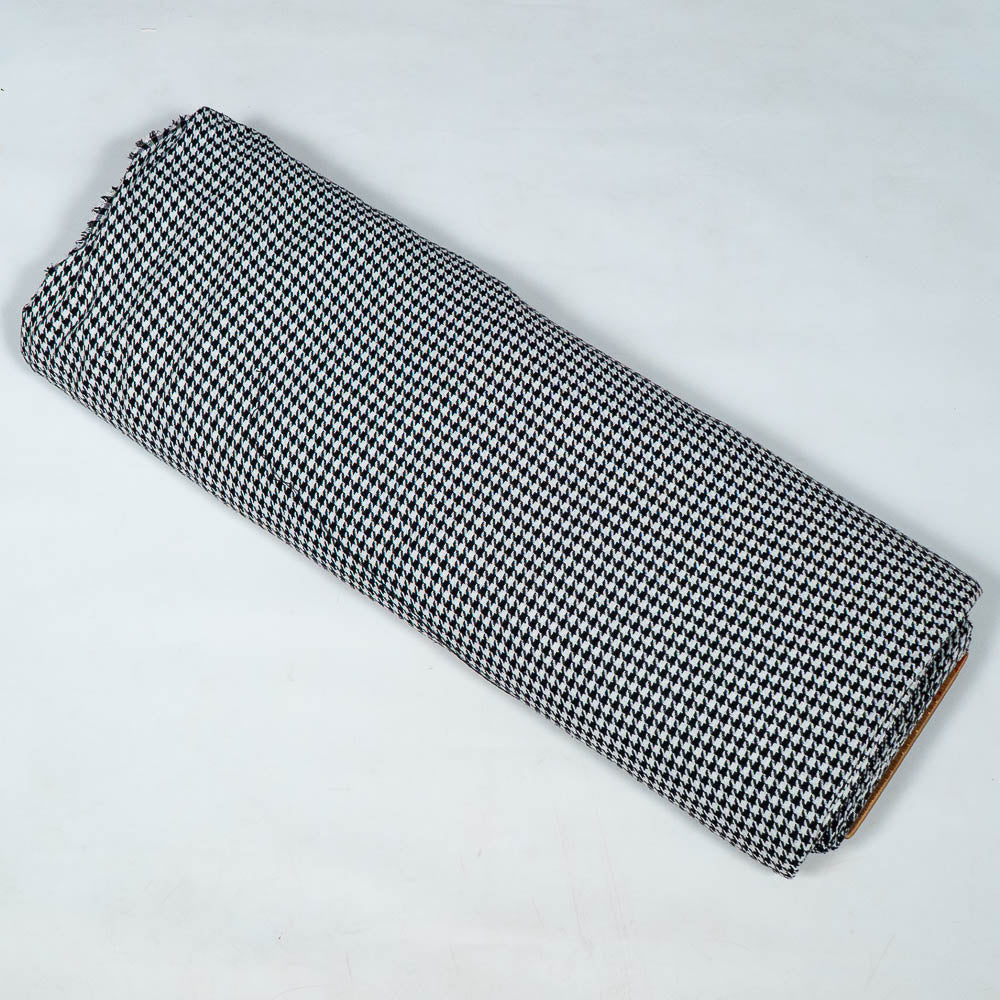 Black & White Houndstooth Cotton Blend Jacquard (Width: 54 inches or 137 cm)
