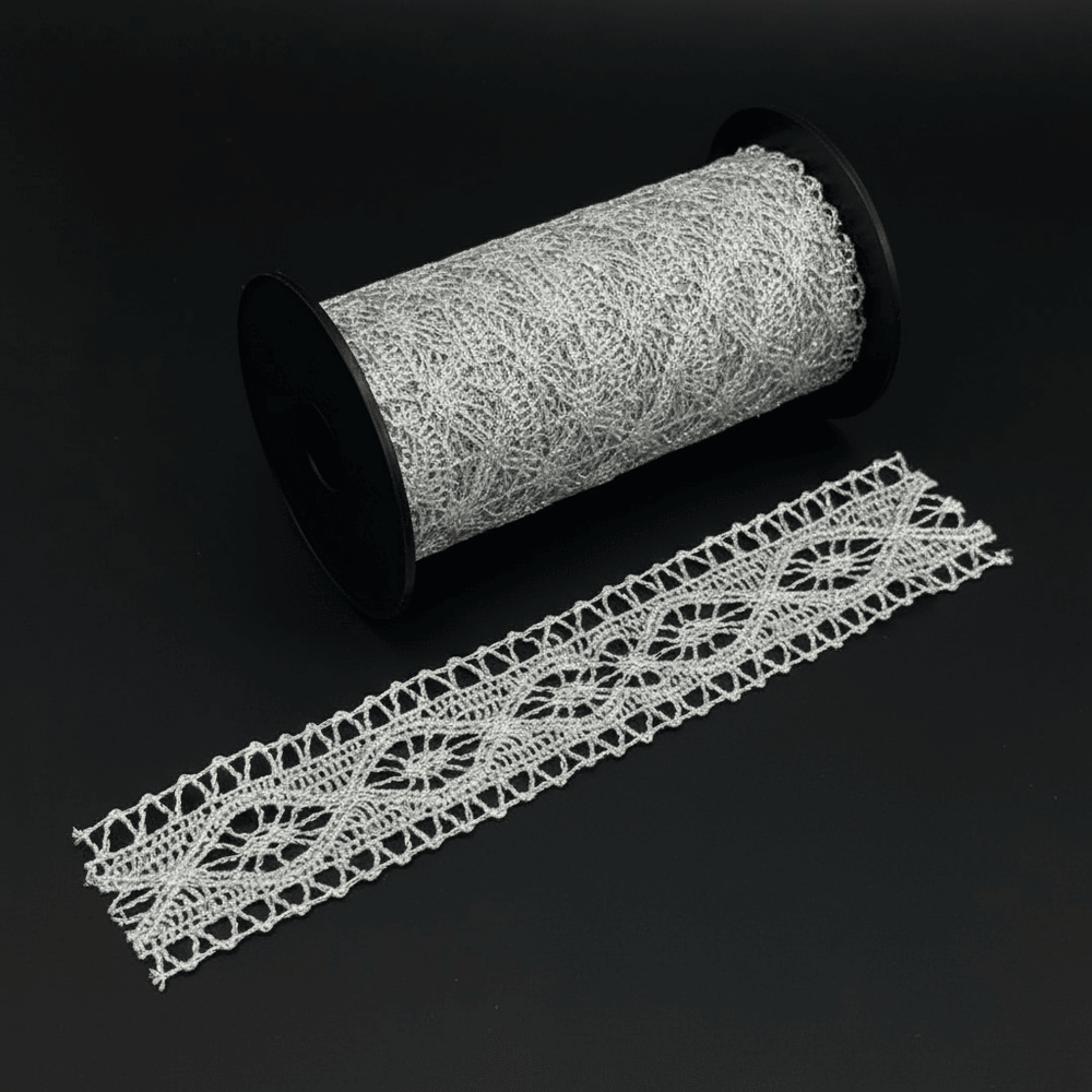 Silver Zari Lace (Width : 1 Inch & Sku-Z-48)
