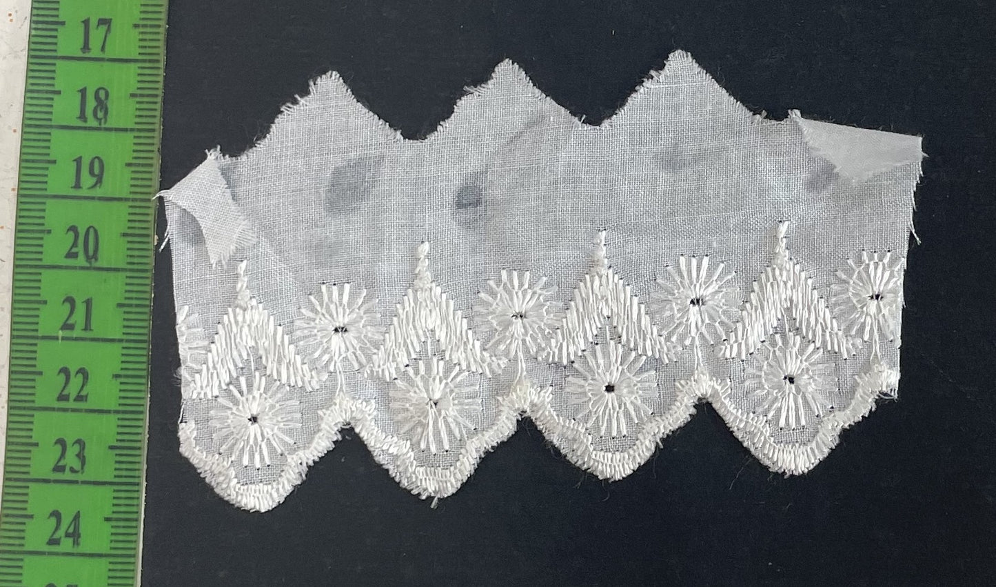 White Cotton Dyeable Schiffli Lace (Sku: S-54)