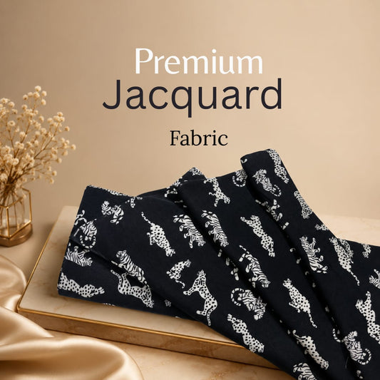 Black Tiger Design Cotton Blend Jacquard Fabric for Jackets | SKU: JDD-529