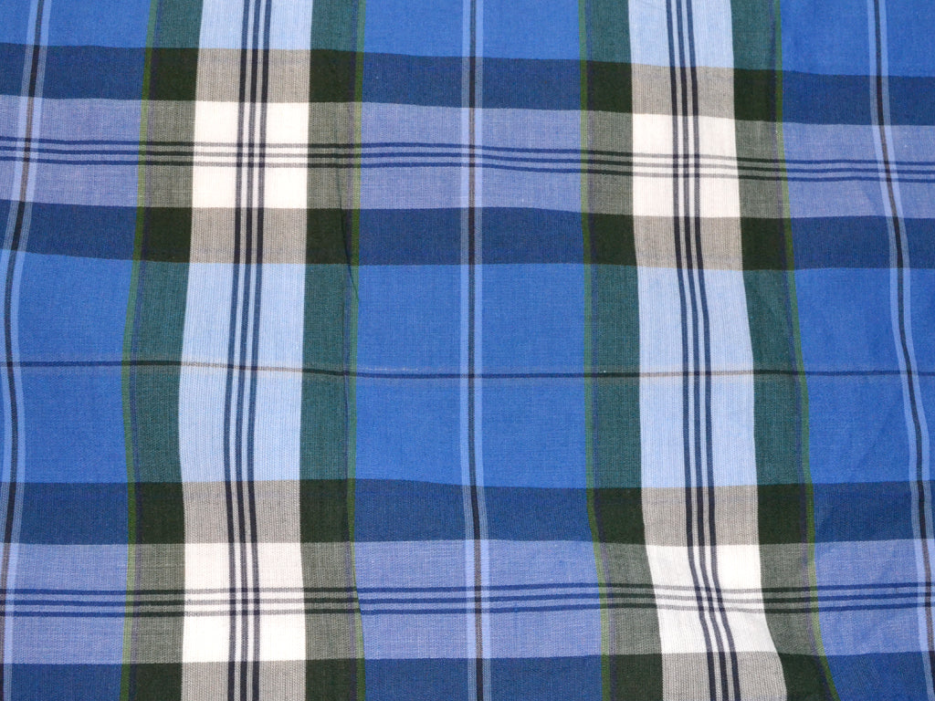 Blue & Green Cotton Check for Shirts