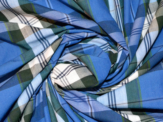 Blue & Green Cotton Check for Shirts