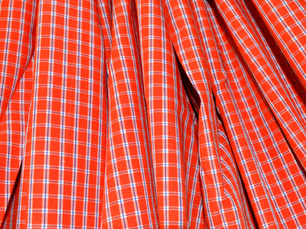 Red and white cotton checks fabric