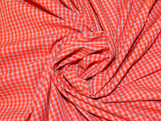 Red and white cotton checks fabric