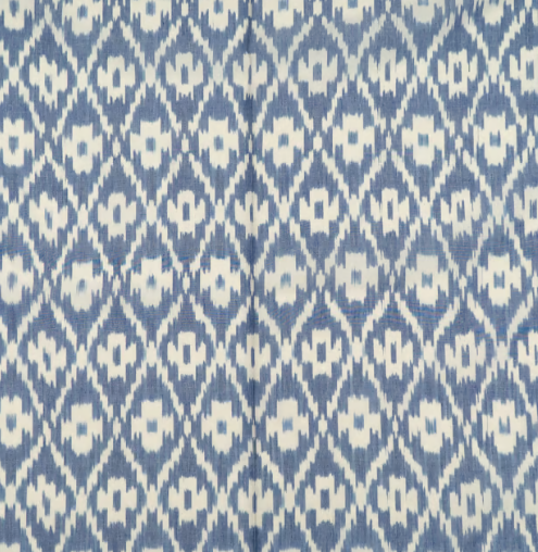 Blue with White Color Cotton Ikat Fabric (Sku: IKK-507)