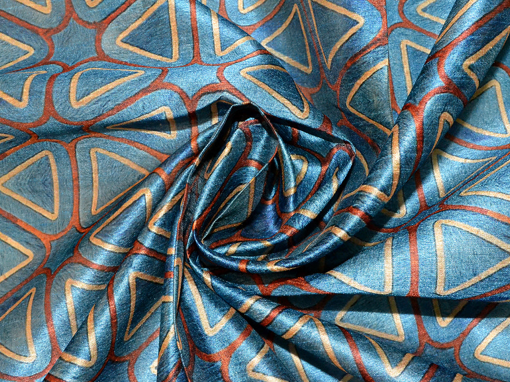 Blue poly silk digital print