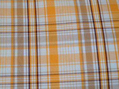 White and Yellow Cotton Checks Fabric