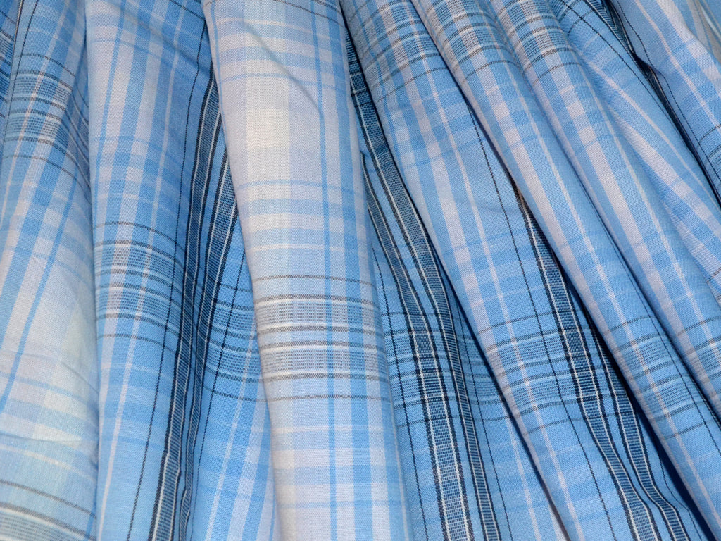 Blue & White Cotton Check For Shirting