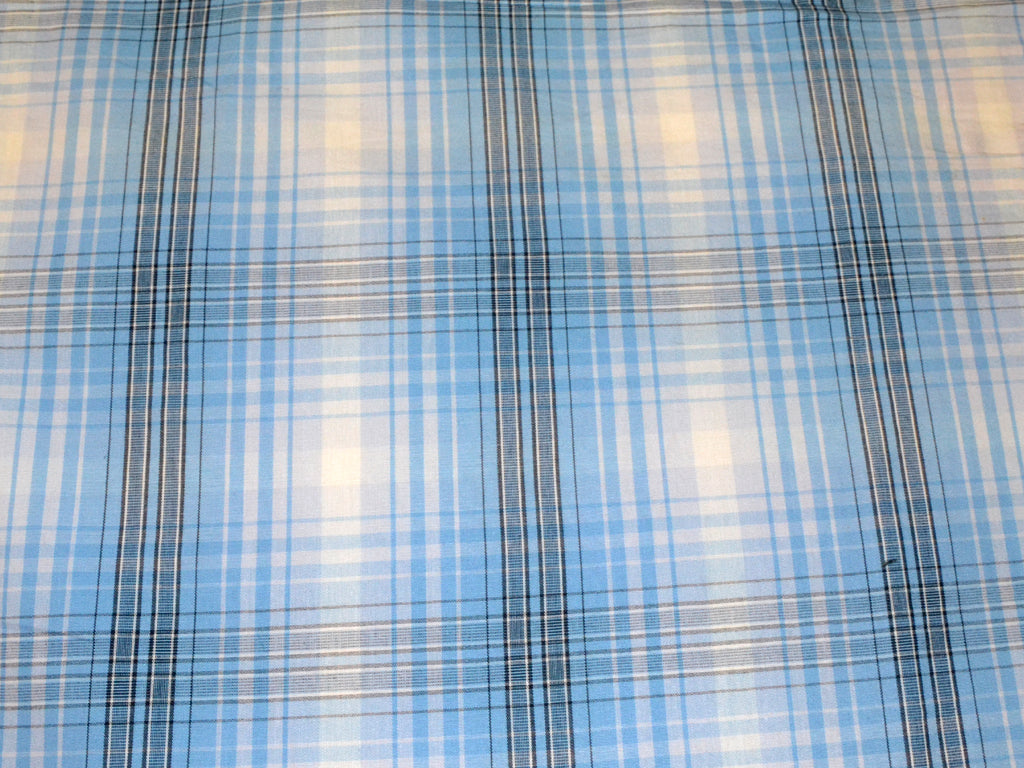 Blue & White Cotton Check For Shirting