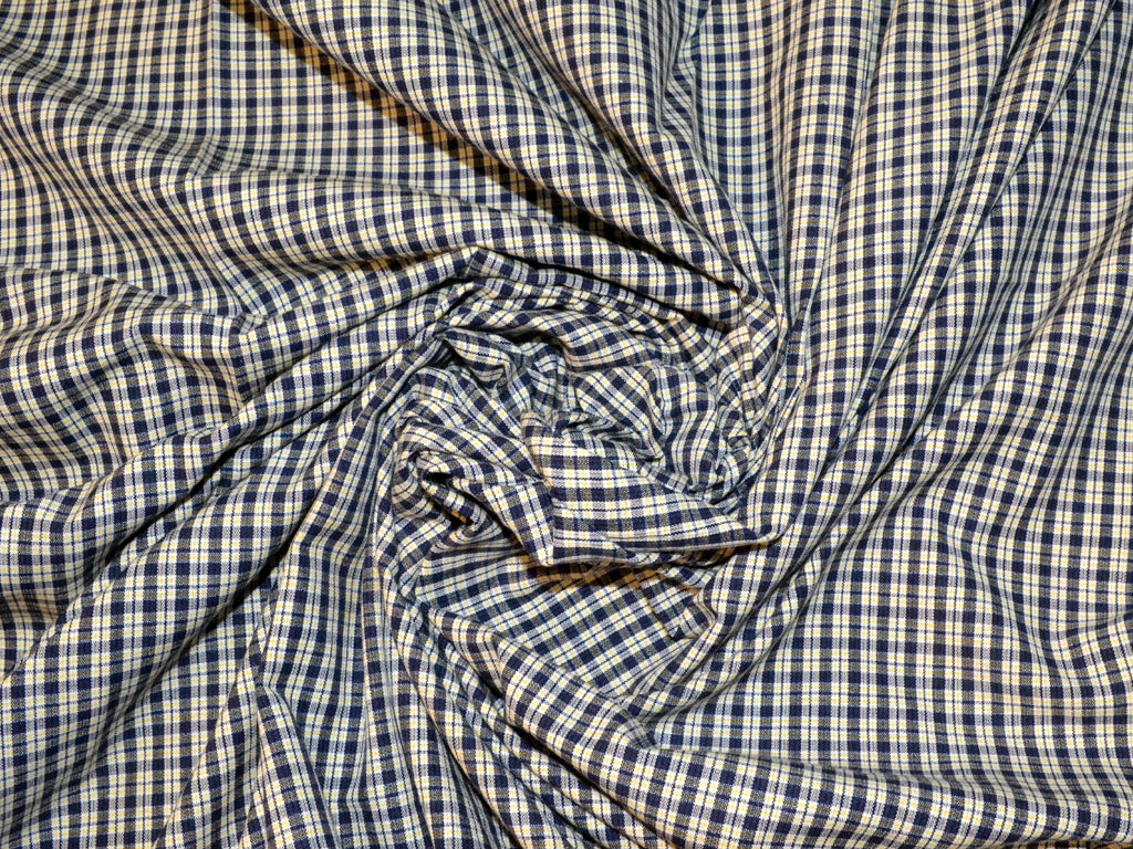 White and Grey Cotton Checks Fabric