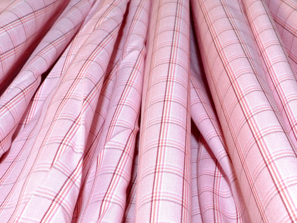 Pink and White Cotton Checks Fabric