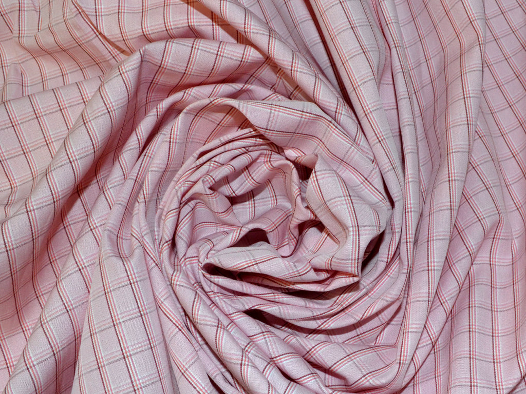 Pink and White Cotton Checks Fabric