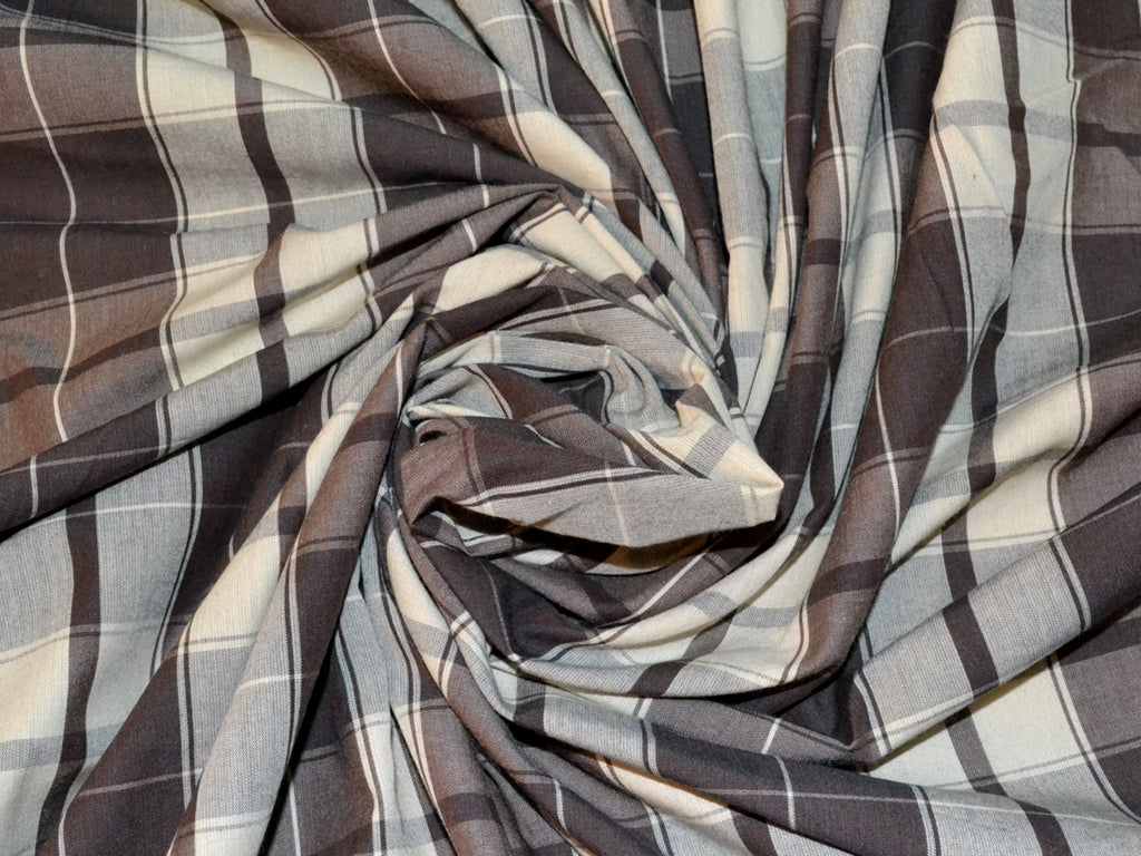 Brown & Cream Cotton Check For Shirting