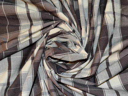 Brown & Cream Cotton Check For Shirting