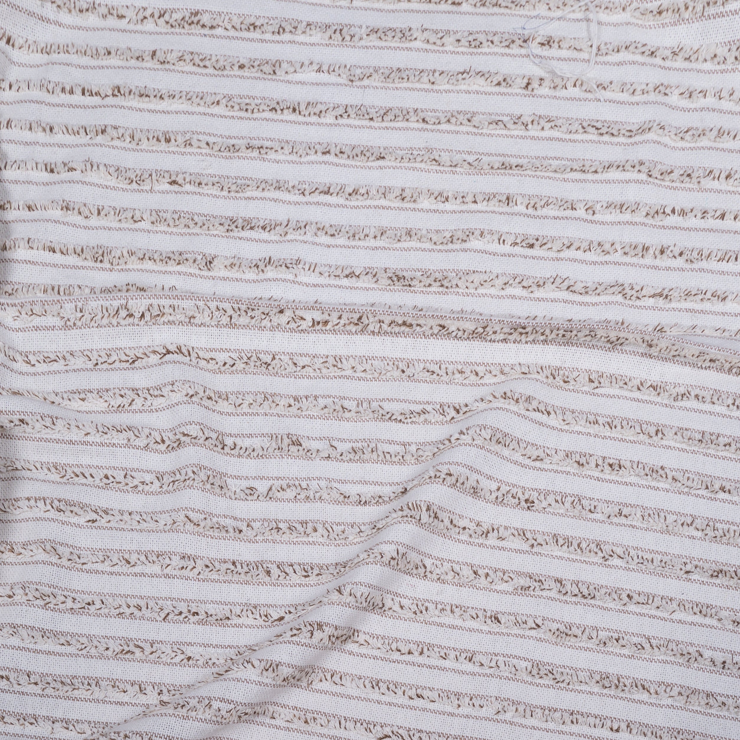 Brown & White Tufting Cotton Stripe Jacquard