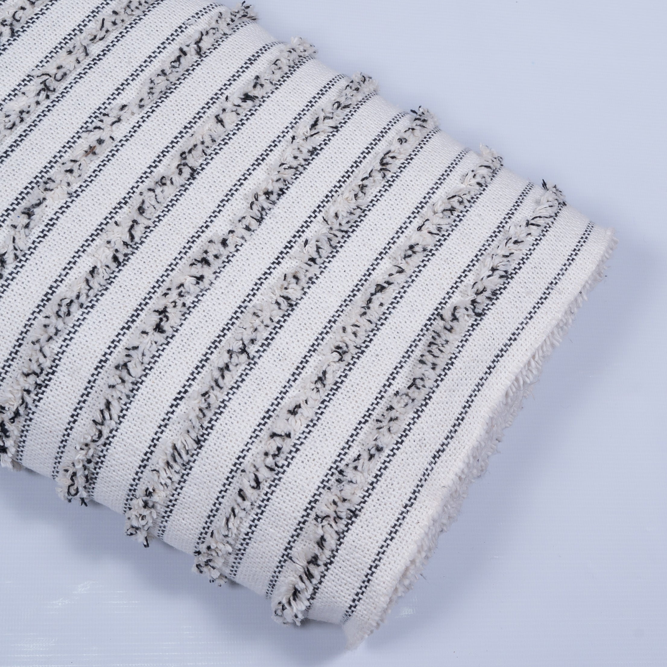 Black & White Cotton Tufting Stripe Jacquard (Sku:-JK-1)