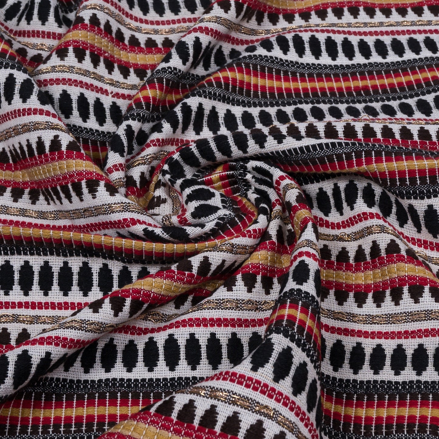 Red, Black, & Brown Capsule Cotton Blend Jacquard (Sku: J-469)