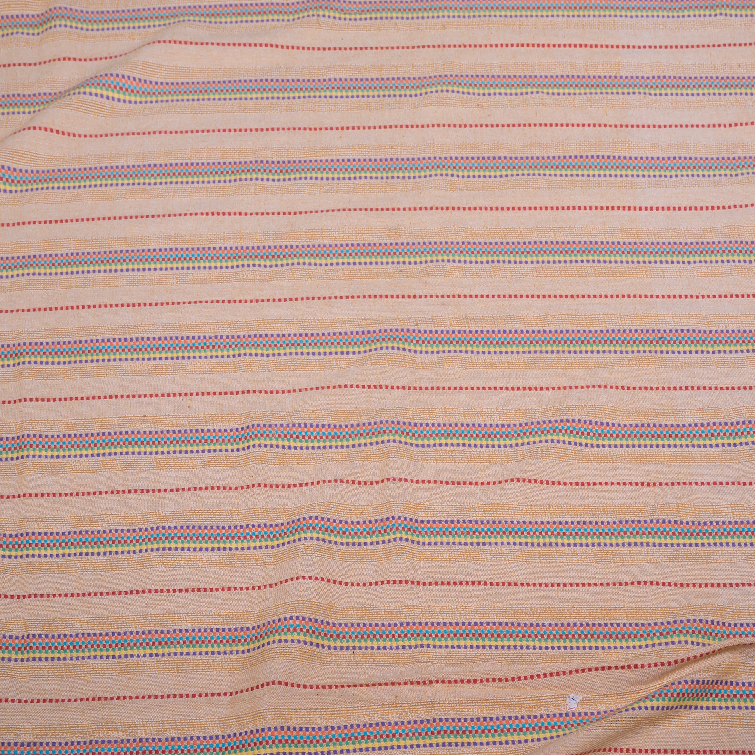 Orange Base Multi Color Stripe Cotton Blend Jacquard