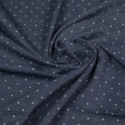 Grey Color Screen Print Small Polka Dot Chamray Fabric