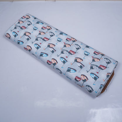 Multicolor Screen Print Car Design Cotton Poplin Fabric