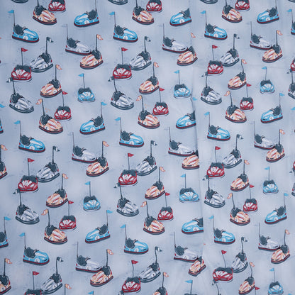 Multicolor Screen Print Car Design Cotton Poplin Fabric