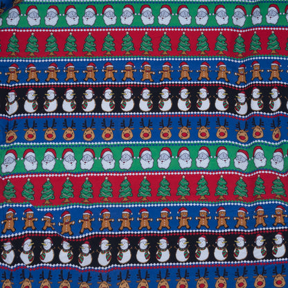 Multicolor Screen Print Christmas Design Cotton Poplin Fabric