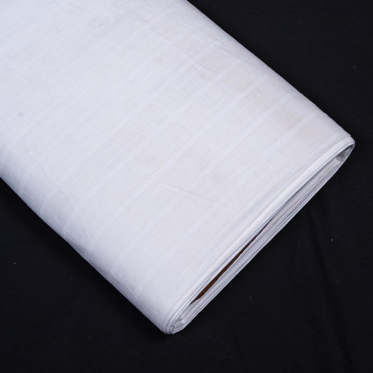 White Self Leeno Cotton Check Dyeable Fabric