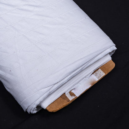 White Self Leeno Cotton Stripe Dyeable Fabric