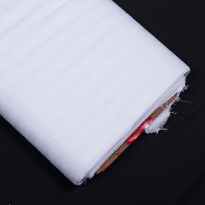 White Self Leeno Cotton Check Dyeable Fabric