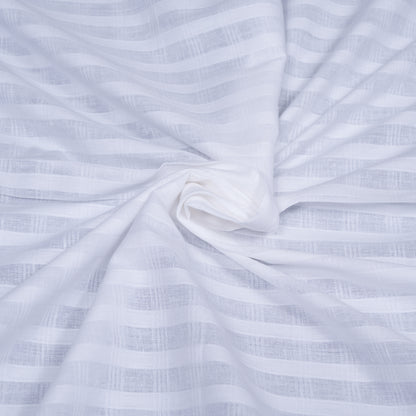 White Self Leeno Cotton Check Dyeable Fabric