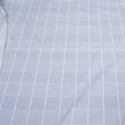 White Self Leeno Cotton Check Dyeable Fabric