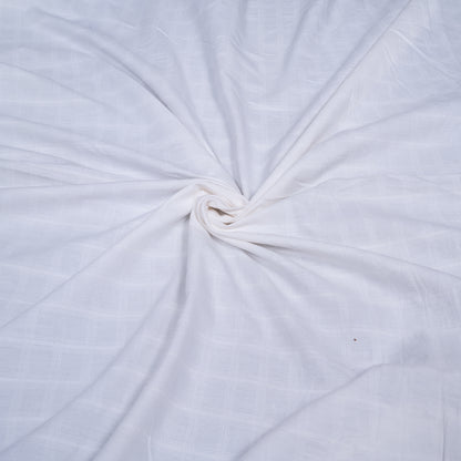 White Self Leeno Cotton Check Dyeable Fabric