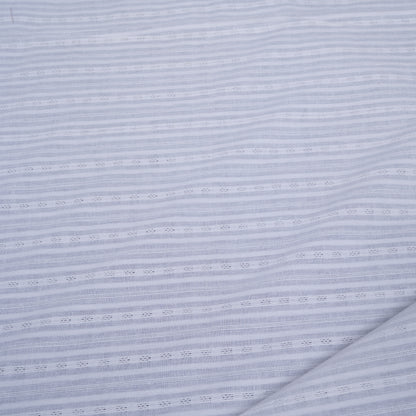 White Self Leeno Cotton Stripe Dyeable Fabric