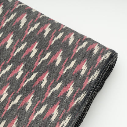 Grey, Pink White Thick Cotton Handloom Ikat | SKU: IK-297