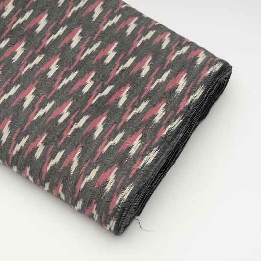 Pink, Grey & White Thick Cotton Handloom Ikat (Sku: IK-297)