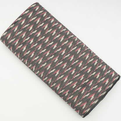 Grey, Pink White Thick Cotton Handloom Ikat | SKU: IK-297