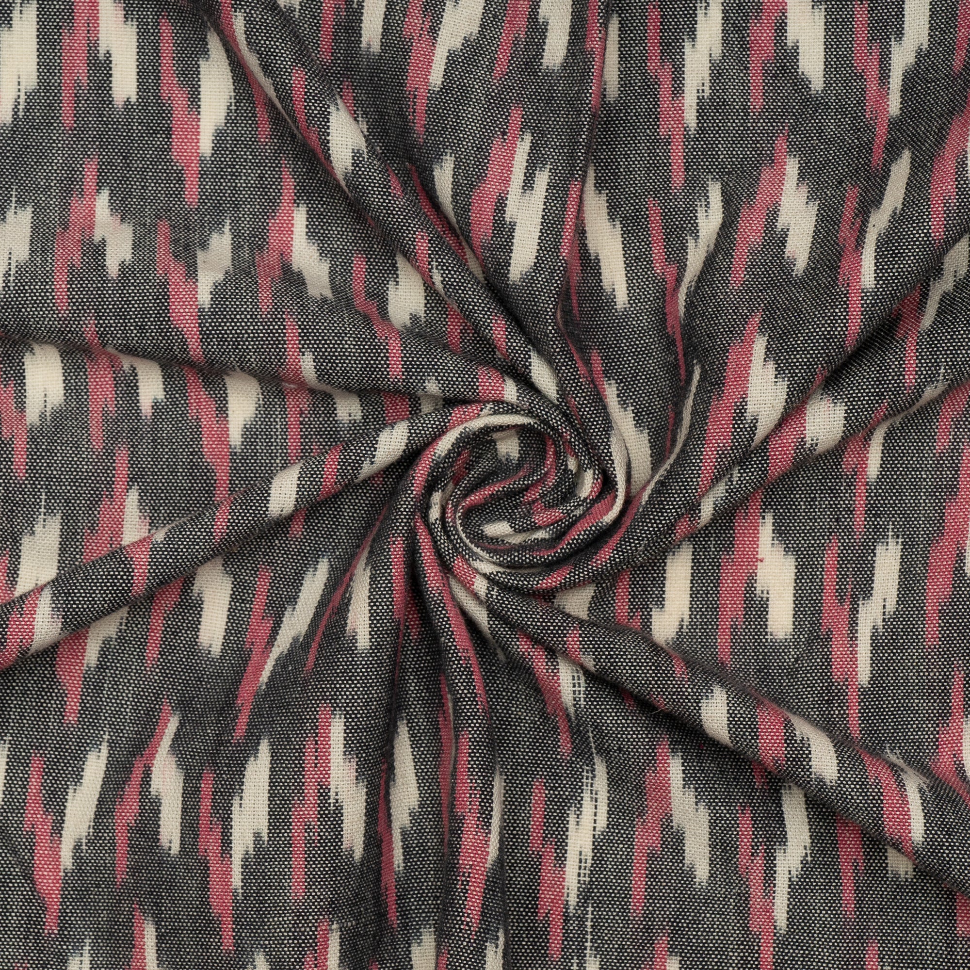 Pink, Grey & White Thick Cotton Handloom Ikat (Sku: F-55)