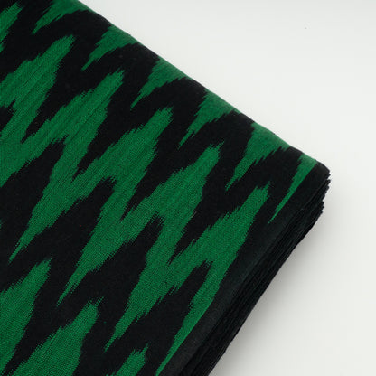 Green & Black Chevron Thick Cotton Handloom Ikat | SKU: IKK-535