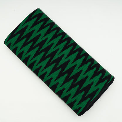 Green & Black Chevron Thick Cotton Handloom Ikat | SKU: IKK-535