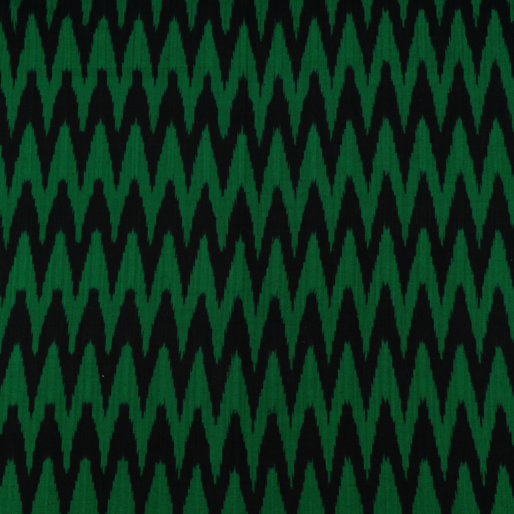 Green & Black Chevron Thick Cotton Handloom Ikat (Sku: IKK-535)